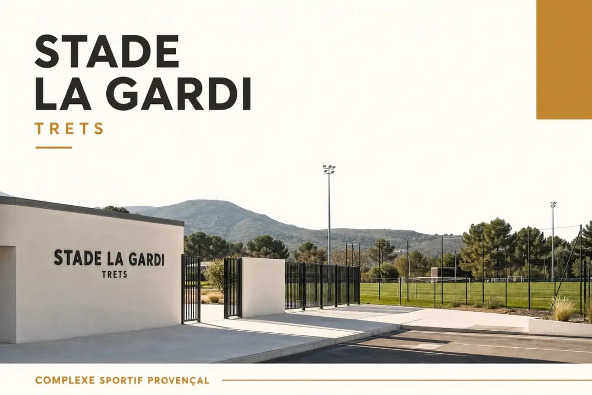 Stade La Gardi à Trets, complexe sportif provençal avec accès et terrains de sport