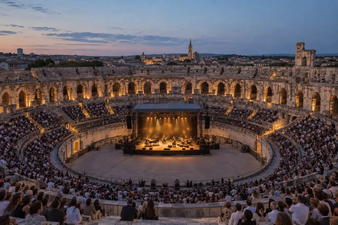 Arènes de Nîmes 2025 pendant un concert du Festival de Nîmes