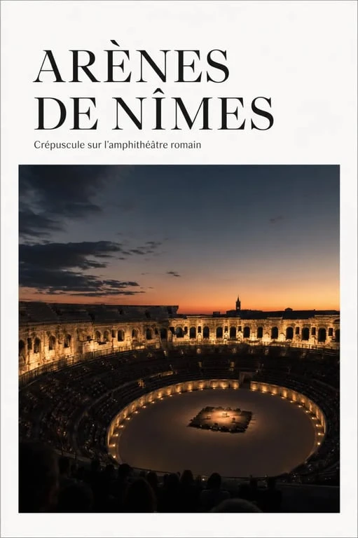 Spectacle arènes de Nîmes au crépuscule dans l’amphithéâtre romain