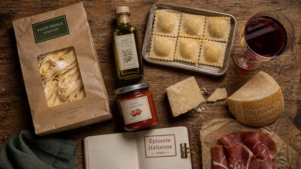 Épicerie italienne Nîmes : pâtes, huile d’olive, parmesan