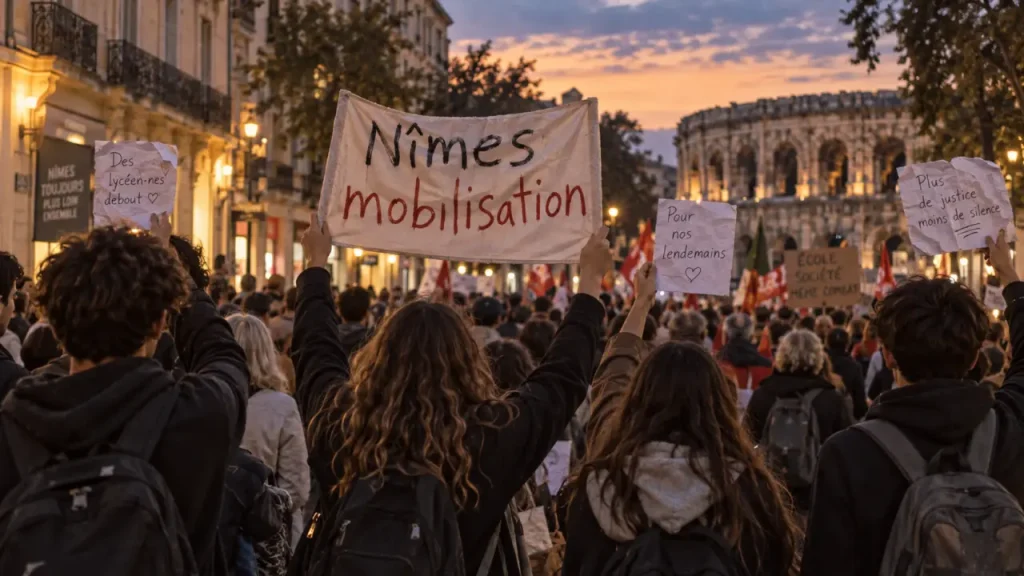 À Nîmes, la mobilisation lycéenne a réuni syndicats, parents et militants