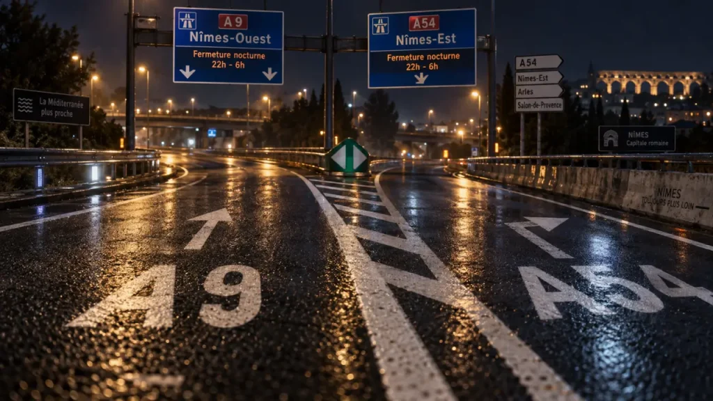 Nîmes : fermetures nocturnes sur l’A9 et l’A54 mardi 13 octobre