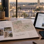 Nimes immobilier Nîmes : bureau avec carte et projet immobilier