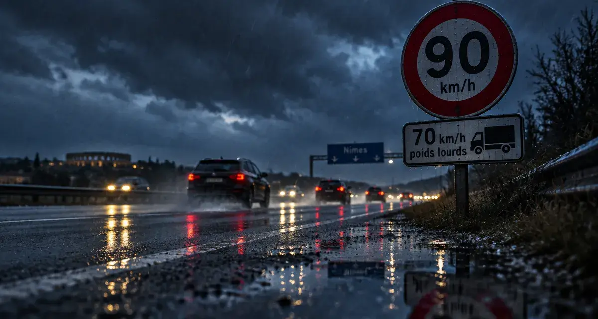 Orages : vitesses abaissées sur les routes autour de Nîmes jusqu’à 23h